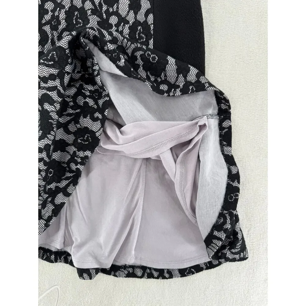 Maeve Anthropologie Black White Lace Dress Stretch Sleeveless Dark Coquette S